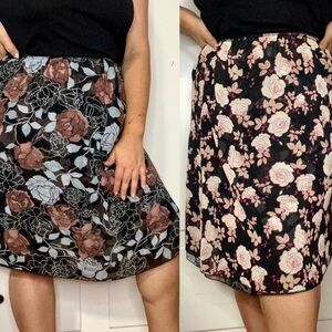 Vintage 90s/Y2K Rose Print Chiffon Reversible Mini Skirt